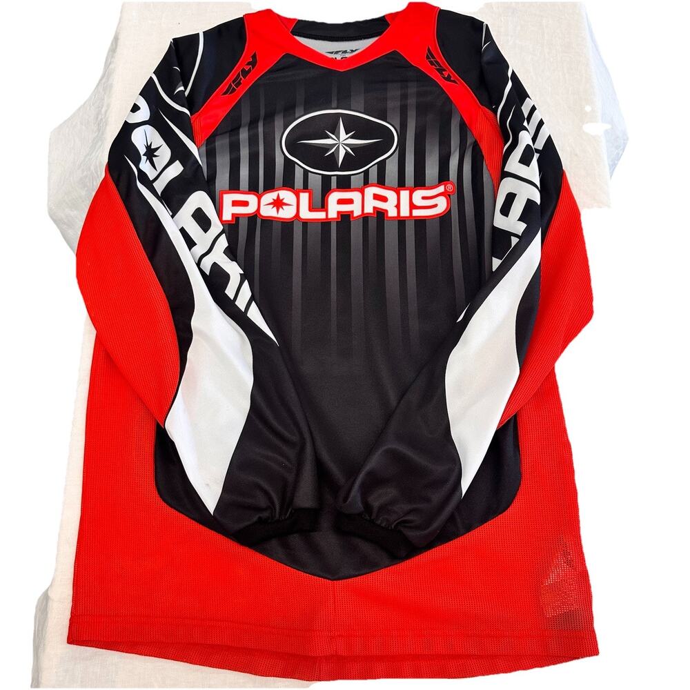 Polaris Fly Racing Motocross Jersey Mens Medium Red Black ATV RZR Snowmobile EUC